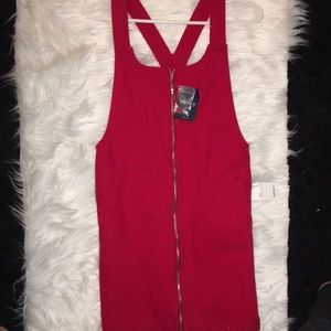 Red overall dress (OBO)